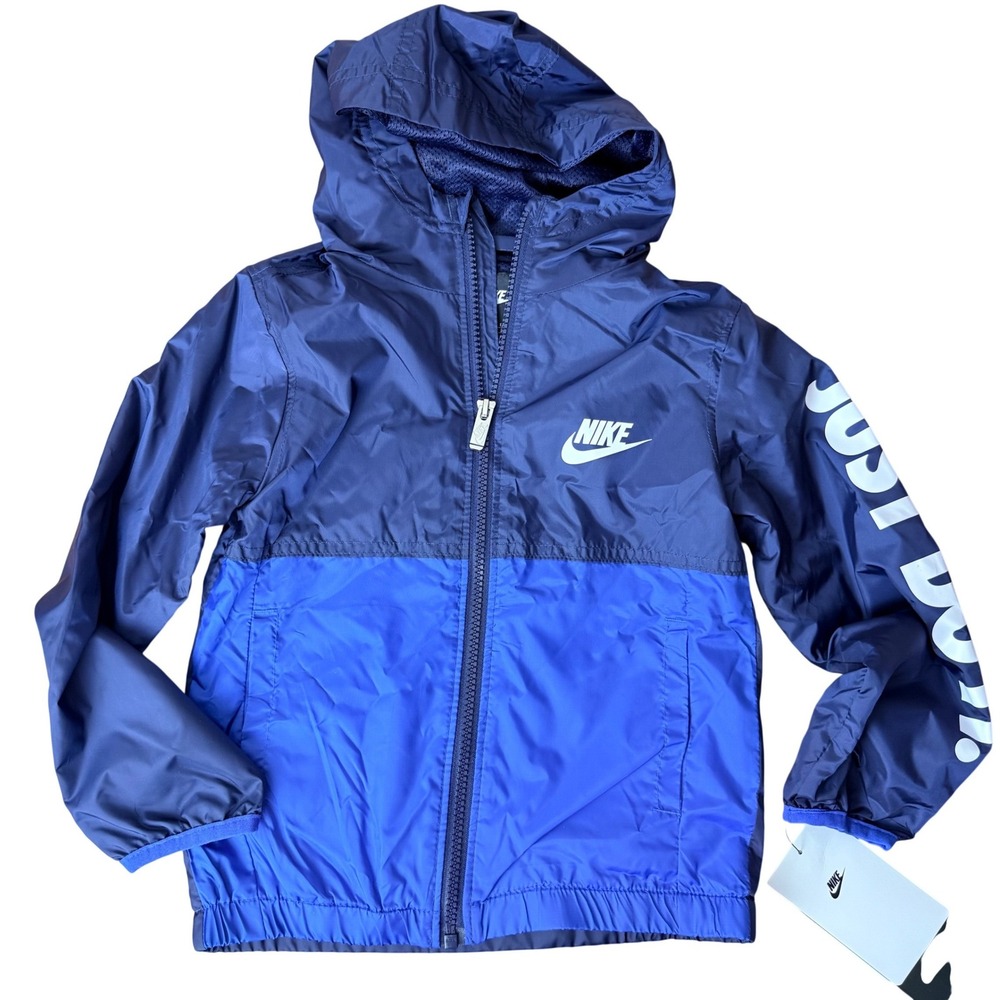 Nike Kids Just Do‎ It Windbreaker Hooded Jacket Midnight Navy Blue 86J278-U90 4